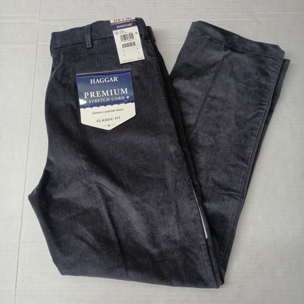 Haggar Premium Stretch Cord Pants 32x30 Dusk Stretch Corduroy Classic Flex Waist